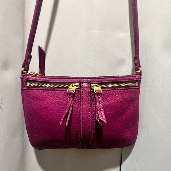 Fossil Handbags - Fossil Magenta Leather Crossbody Bag